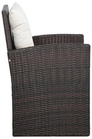 Set Divani da Giardino 5 pz con Cuscini in Polyrattan Marrone