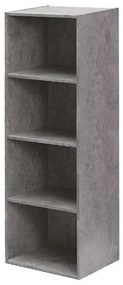 Libreria in legno 4 ripiani scaffale Cemento L 40 x H 29 x H 132 cm