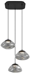 Lampada a sospensione di design nera con vetro fumé 3 luci - Gus