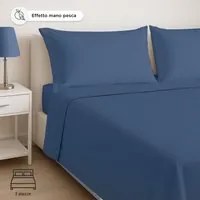Completo letto matrimoniale in microfibra manopesca blu chiaro