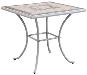VENTUS - set tavolo in alluminio e teak cm 80 x 80 x 74 h con 4 sedie Ventus