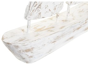 Statua Decorativa DKD Home Decor Naturale Beige Bianco Legno di mango Marinaio Barca a vela (36 x 4 x 47 cm)