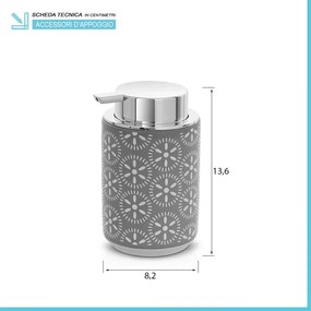 Dispenser porta sapone da appoggio in ceramica grigio Circus