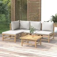 Set Salotto da Giardino 5pz con Cuscini Grigio Chiaro Bamb 3155081