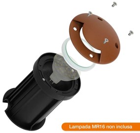 Faretto Carrabile Monodirezione MR16 IP67 Acciaio INOX 12/24V Corten Colore Corten