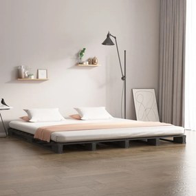 Letto a Pallet Grigio 150x200 cm Massello di Pino 5FT King Size