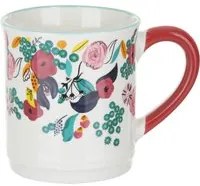 Tazza mug fiori 310 ml in porcellana bianca e rossa