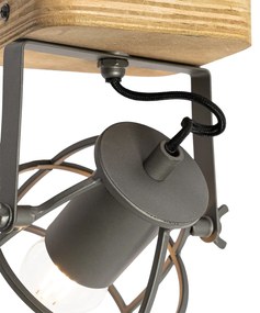 Faretto industriale grigio scuro con legno regolabile - Arthur
