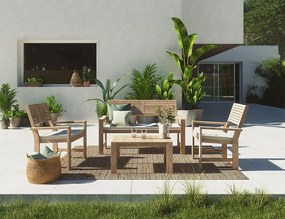 Salotto da giardino Solis NATERIAL in n/a marrone con cuscini in poliestere beige per 4 persone