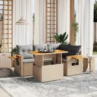 Set Divano da Giardino 5 pz con Cuscini Beige in Polyrattan 3271738