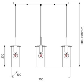 Lampadario a sospensione con filo PADOVA 3xE27/15W/230V nero