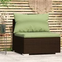 Divano Centrale da Giardino con Cuscini in Polyrattan Marrone cod mxl 70750