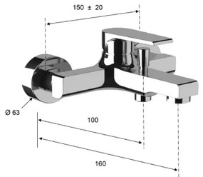 Sapho - Miscelatore per vasca KAI cromo lucido