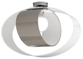 Plafoniera Moderna Lap Metallo Bianco E Vetro Tortora 1 Luce E27 52Cm