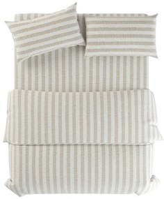 Set copripiumino e federa grigio chiaro/color crema in lino per letto matrimoniale 200x200 cm Natural Stripes – Native Natural