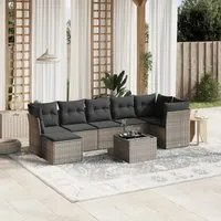 Set Divano da Giardino 8pz con Cuscini Grigio Chiaro Polyrattan 3263208