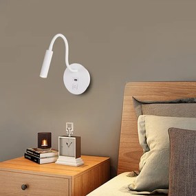 Brilagi - LED Lampada flessibile da muro con porta USB MAYA LED/3W/230V bianco