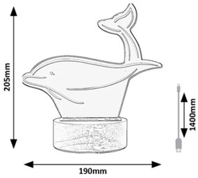 Rabalux 76002 - Lampada da tavolo LED per bambini AKALI LED/2W/5V 3000K dolphin faggio