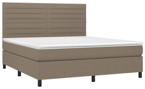 Letto a molle con materasso e led tortora 180x200 cm in tessuto