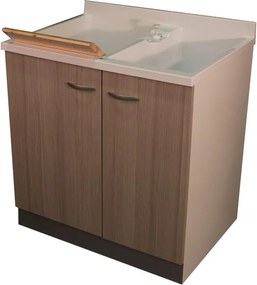Mobile lavanderia con lavabo incluso Plus 2 ante in hdf bianco e larice P 60 x L 80 x H 85 cm