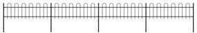 Recinzione Da Giardino Con Punta Tonda İn Acciaio 6,8x0,6m Nera /