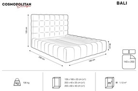 Letto matrimoniale imbottito beige con contenitore con griglia 140x200 cm Bali - Cosmopolitan Design