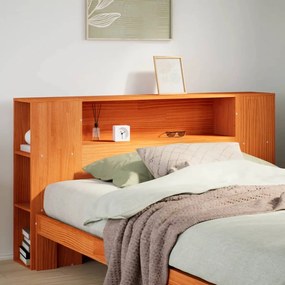 Testiera Con Ripiani Marrone Cera 120 Cm İn Legno Di Pino /