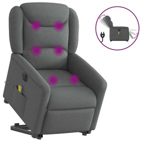 Poltrona Alzapersona Massaggi Elettrica Grigio Scuro Tessuto /