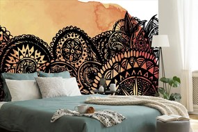 Carta da parati – Mandala acquerello arancione