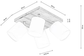 Spot-Light DO56845474 - Lampada da soffitto APRILLIA 4xE27/25W/230V pino