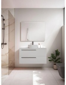 Mobile da bagno sospeso sotto lavabo L 100 x H 55 x P 39.5 cm grigio laccato opaco, 2 cassetti VISOBATH Mia