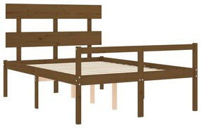 Letto per Anziani con Testiera Miele 140x190 cm Legno Massello