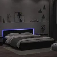 Giroletto con Testiera e LED Nero 180x200 cmcod mxl 133474