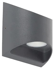 Lampada da parete esterna moderna grigio scuro con LED 2 luci IP54 - Mal