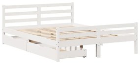 Letto senza materasso bianco 140x200 cm legno massello di pino