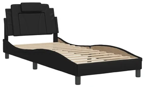 Giroletto con testiera nero 90x200 cm in similpelle