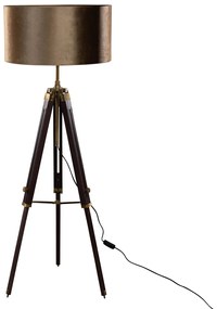 Lampada da terra a treppiede in ottone con paralume in velluto bronzo 50 cm - Cortin