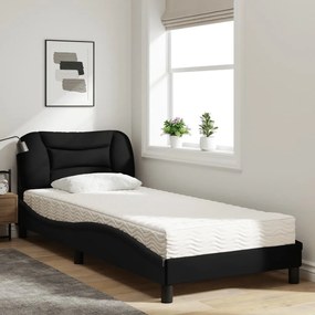 Letto con materasso nero 90x190 cm in tessuto