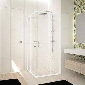 Box doccia con ingresso angolare scorrevole Ocean rettangolare L 90 x L 70 x H 195 cm in vetro, sp. 5 mm vetro senza finitura / trasparente bianco