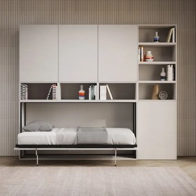 Letto NABOR singolo a scomparsa Bianco Frassino Composizione E