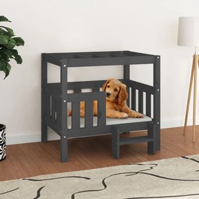 Cuccia per cani grigio 75,5x63,5x70cm in legno massello di pino