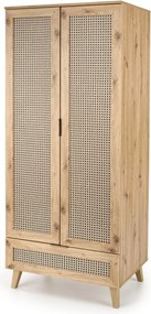 Credenza Borneo S-1 in rovere castagno/nero - H200 cm