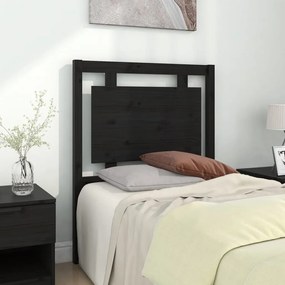 Testiera Per Letto Nera 80,5x4x100 Cm İn Legno Massello Di Pino /