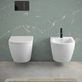 Wc sospeso Rimless con scarico a vortice e copriwc soft-close Tao
