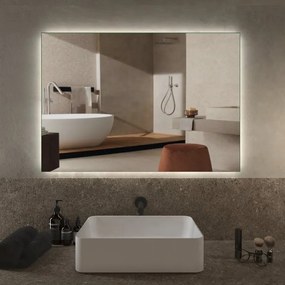 Specchio con illuminazione integrata bagno rettangolare L 100 x H 70 x P 2.5 cm