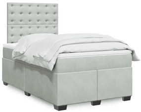 Giroletto A Molle Con Materasso Grigio Chiaro 120x200cm Velluto /