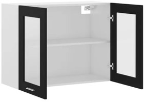 Armadio Sospeso con Vetro Nero 80x31x60 cm in Truciolato