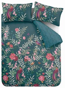 Biancheria da letto singola verde 135x200 cm Tropical Floral Birds - Catherine Lansfield