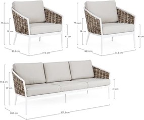 Salotto Da Esterno In Alluminio 5 Posti Con Tavolino Maribela Bianco Bizzotto