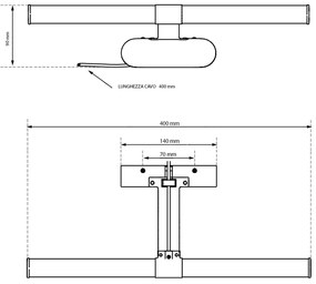 Lampada LED da Specchio 40cm Bianca 6W IP54 - Da parete o su mobile Colore Bianco Naturale 4.000K